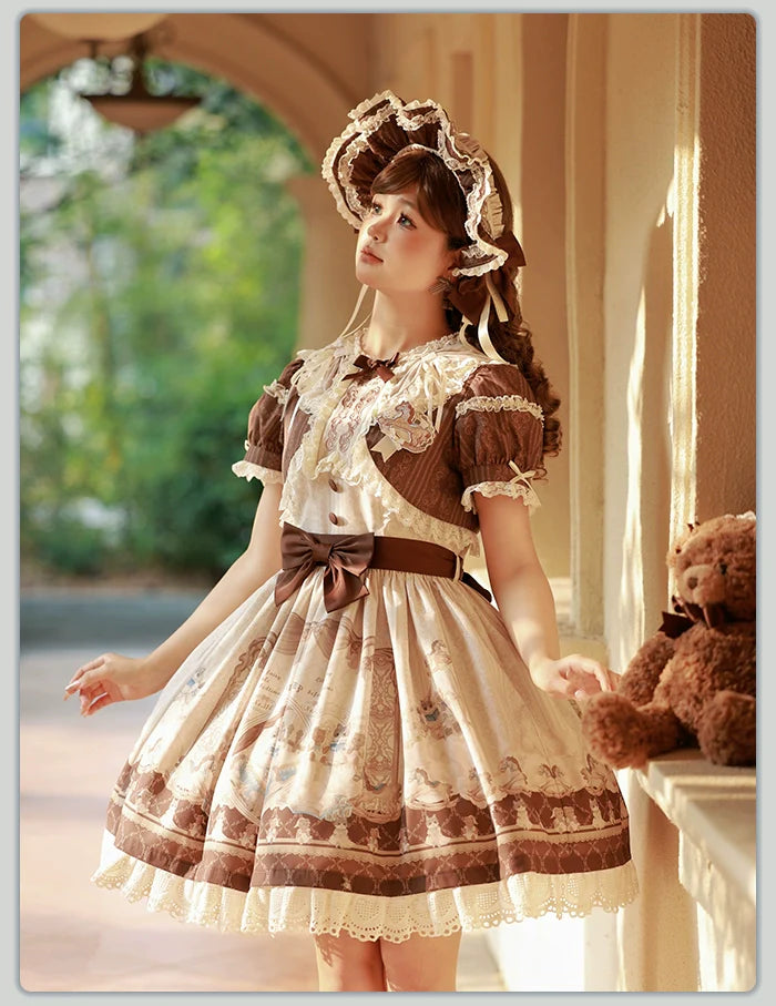Alice Girl~Sea Salt Fairytale~Sweet Doll-like Lolita OP Animal Printed Lolita Dress