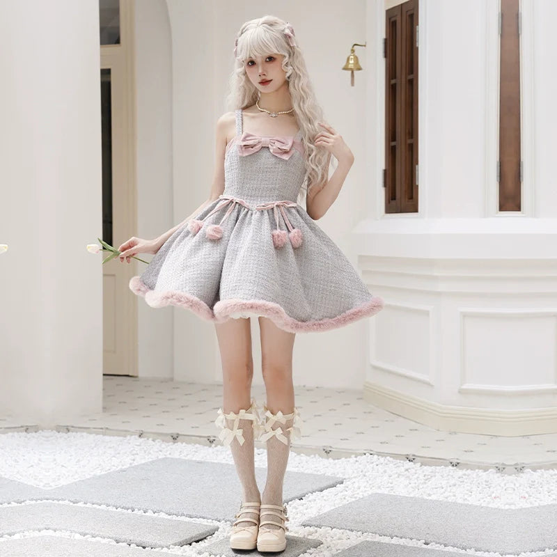 With PUJI~Winter Love Song~Winter Sweet Lolita JSK Suit Plush Cape