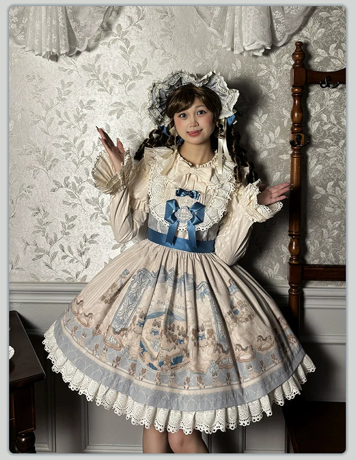 Alice Girl~Sea Salt Fairytale~Sweet Lolita Blouse Short Puff Sleeves Lolita Shirt