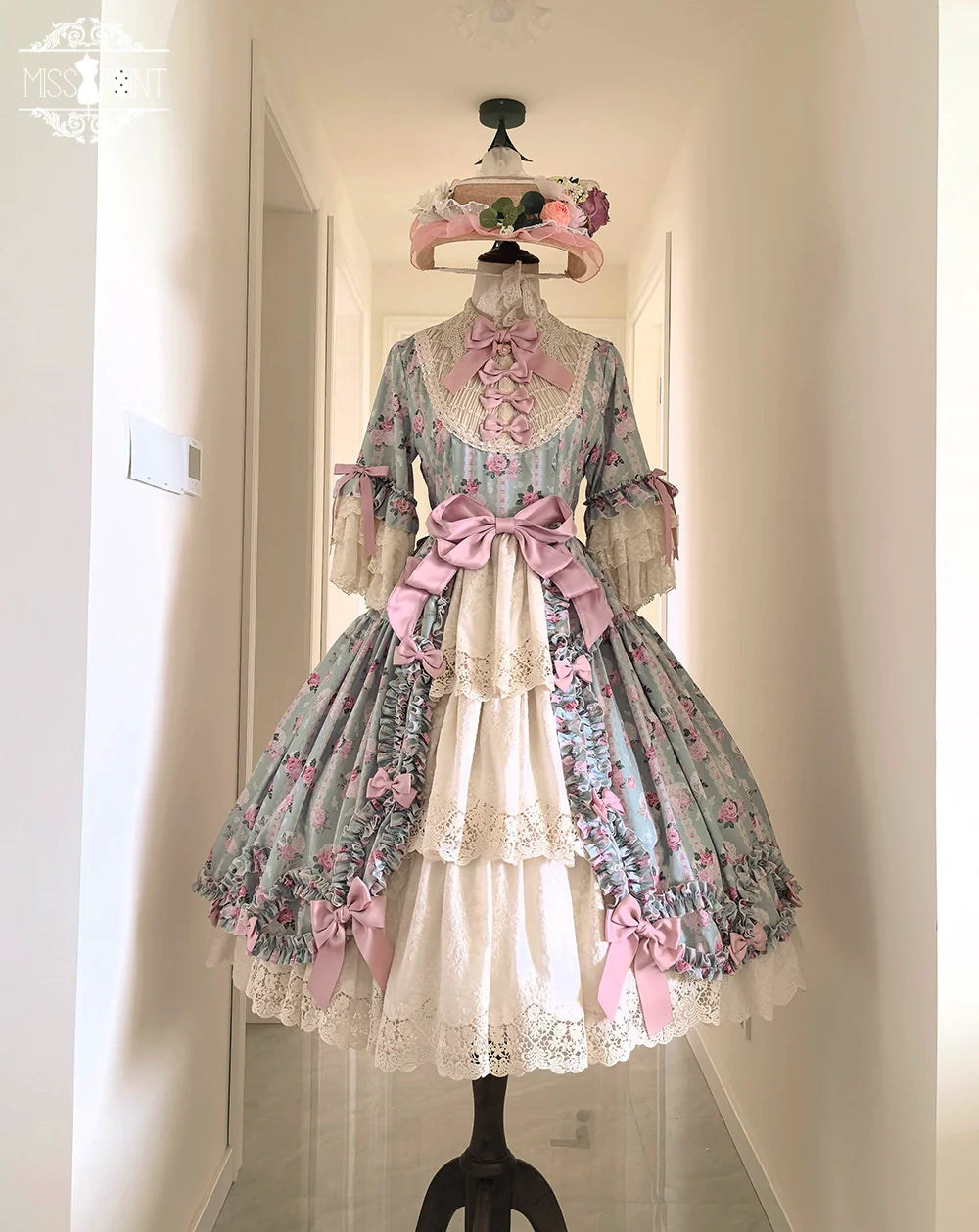 Miss Point~Lilyka Garden~Classic Lolita OP Dress Elegant Floral Wall Princess Sleeve