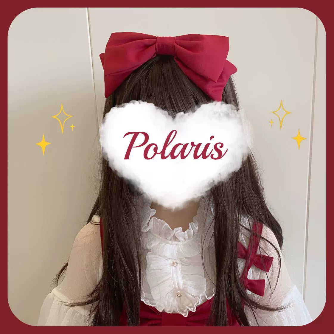 Polaris Lolita~Sweet Lolita Headdress Red Bow KC and Clips
