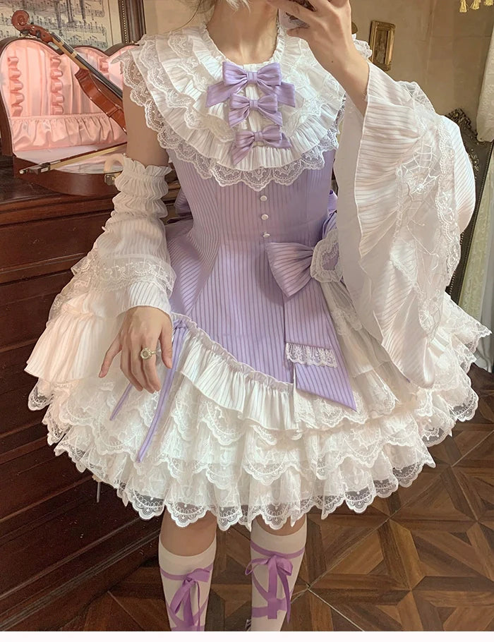 Alice Girl~Arrogant Miss~Sweet Lolita Jumper Dress with Tiered Lace Dress