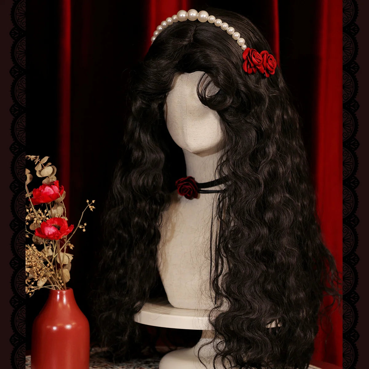 Mabuxi~Gypsy Rose~Black Retro Lolita Curly Wigs Fluffy Sheep Curl Wigs