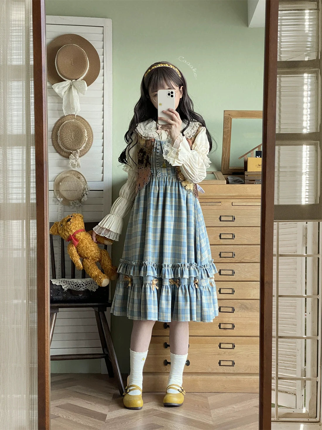 EESSILY~Green Fairy Tales~Classic Lolita Plaid JSK Plus Size Lolita Dress