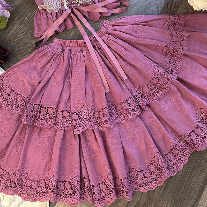 Miss Point~Forest Waltz~Classic Lolita Tiered Skirt Multi-layer Embroidered SK