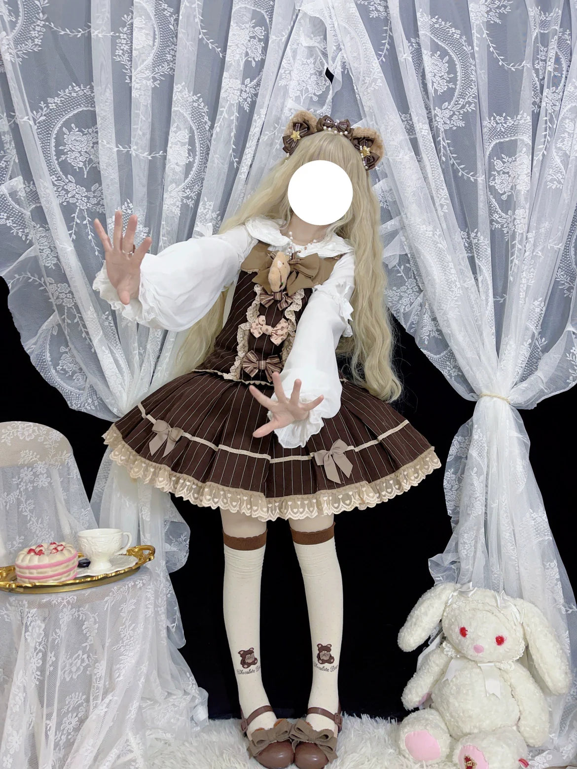 DMFS Lolita~Sweet Lolita Blouse Double-layered Puff Sleeves Lolita Shirt