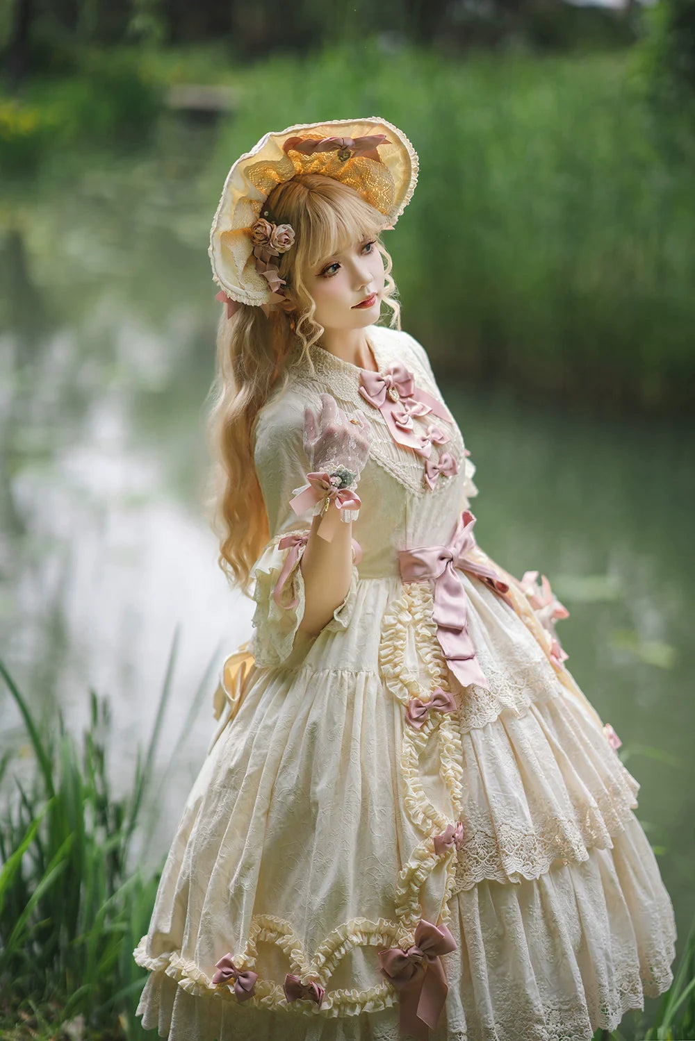Miss Point~Lilyka Garden~Classic Lolita OP Dress Elegant Floral Wall Princess Sleeve