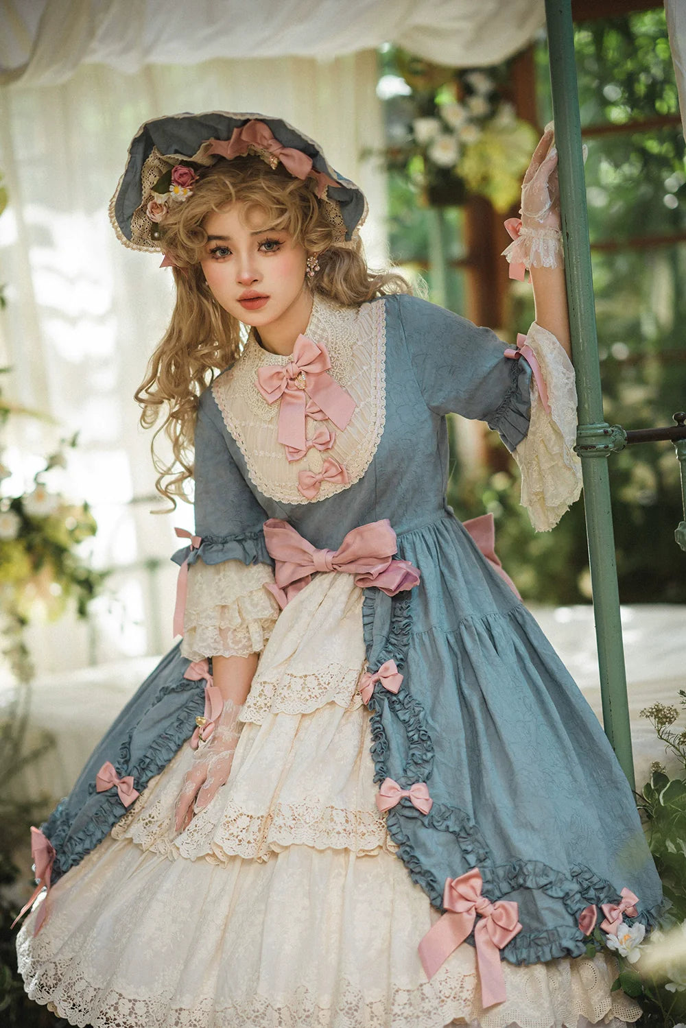 Miss Point~Lilyka Garden~Classic Lolita OP Dress Elegant Floral Wall Princess Sleeve