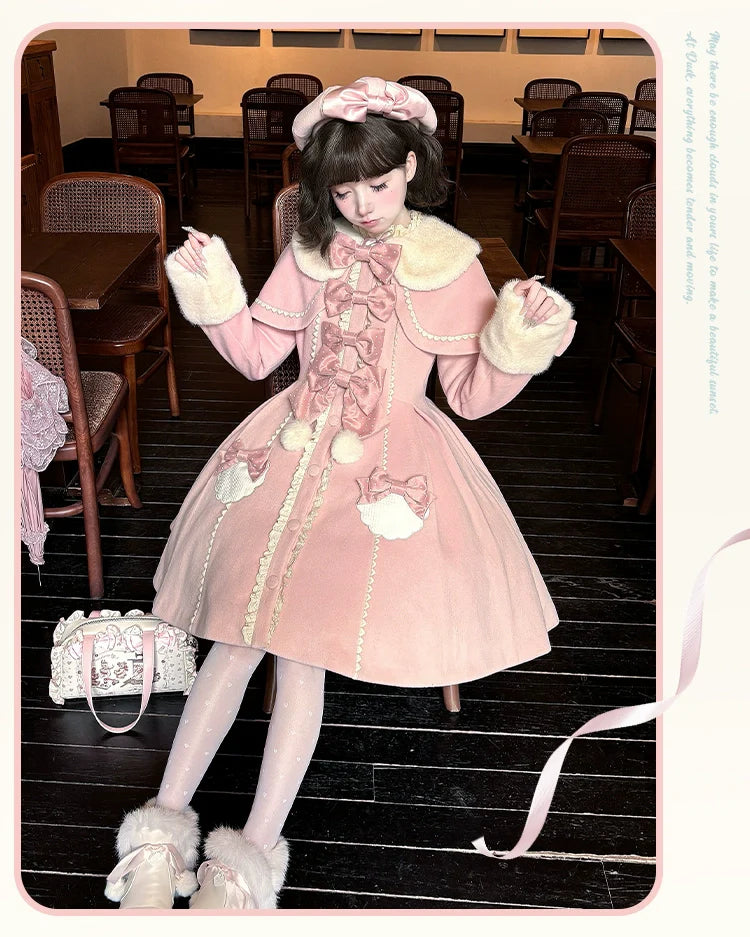 Sakurahime~Sweet Cookie~Sweet Lolita Coat Detachable Cape Pastel Outwear