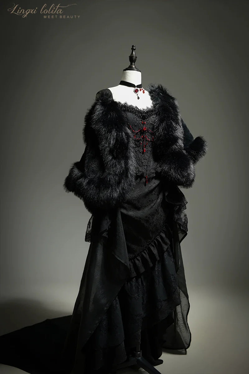 Lingxi Lolita~Lord of the Night~Gothic Lolita Skirt Suit Mermaid Skirt and Fishbone Bodice