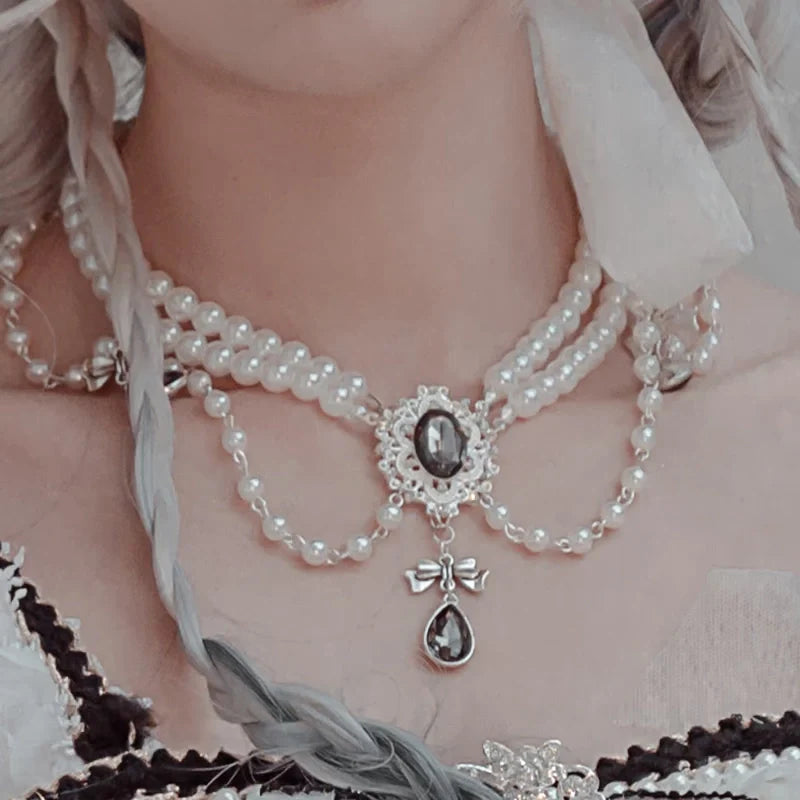 Cat Fairy~Dark Starry Night~Wedding Lolita Bonnet Bridal Mesh Gloves and Necklace