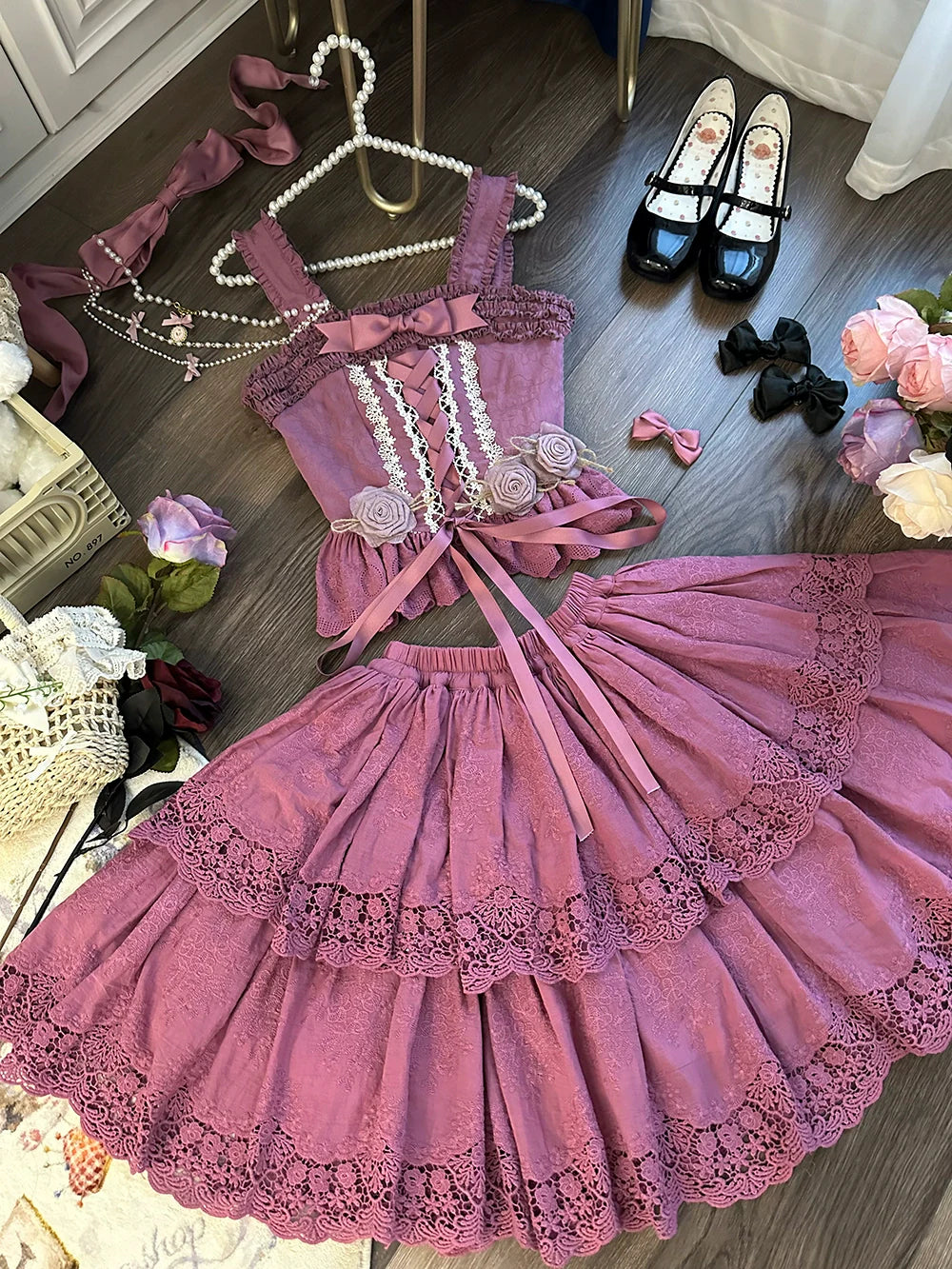 Miss Point~Forest Waltz~Classic Lolita Tiered Skirt Multi-layer Embroidered SK