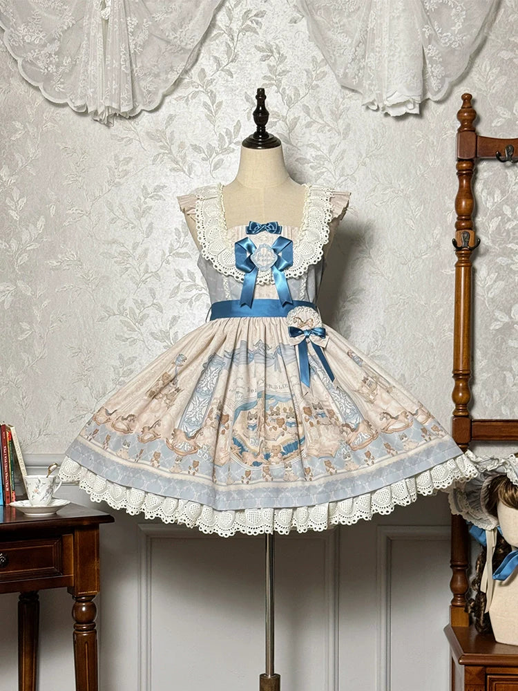 Alice Girl~Sea Salt Fairytale~Sweet Lolita JSK Doll-like Lolita Printed Dress