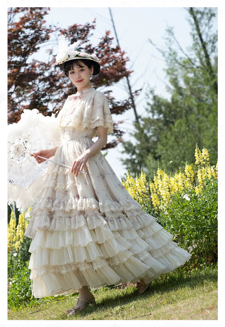 With PUJI~Nanke~Classic Lolita OP Dress Outfit with Edwardian Collar