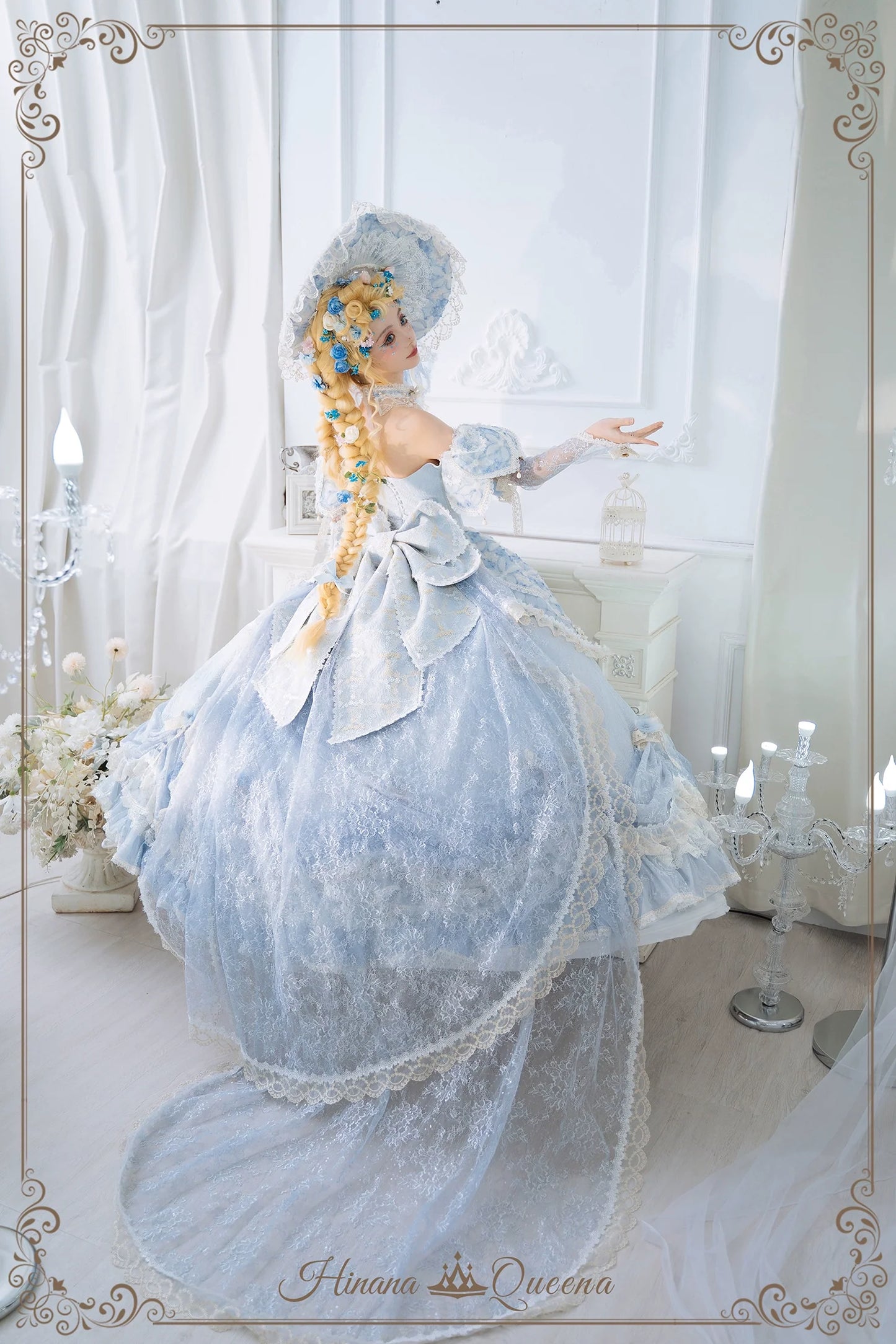 HinanaQueena~With Belle~Bridal Lolita Dress Accessory Set Top Hat and Trailing