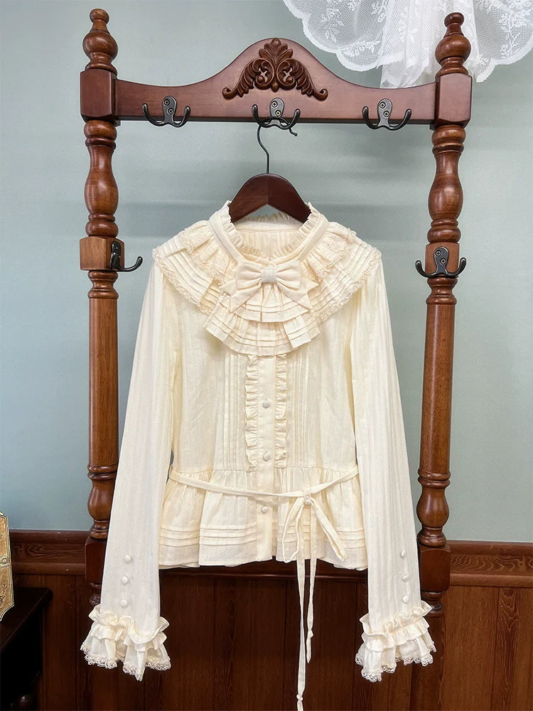 Alice Girl~Fox Band~Sweet Lolita Shirt with Bow Jabot