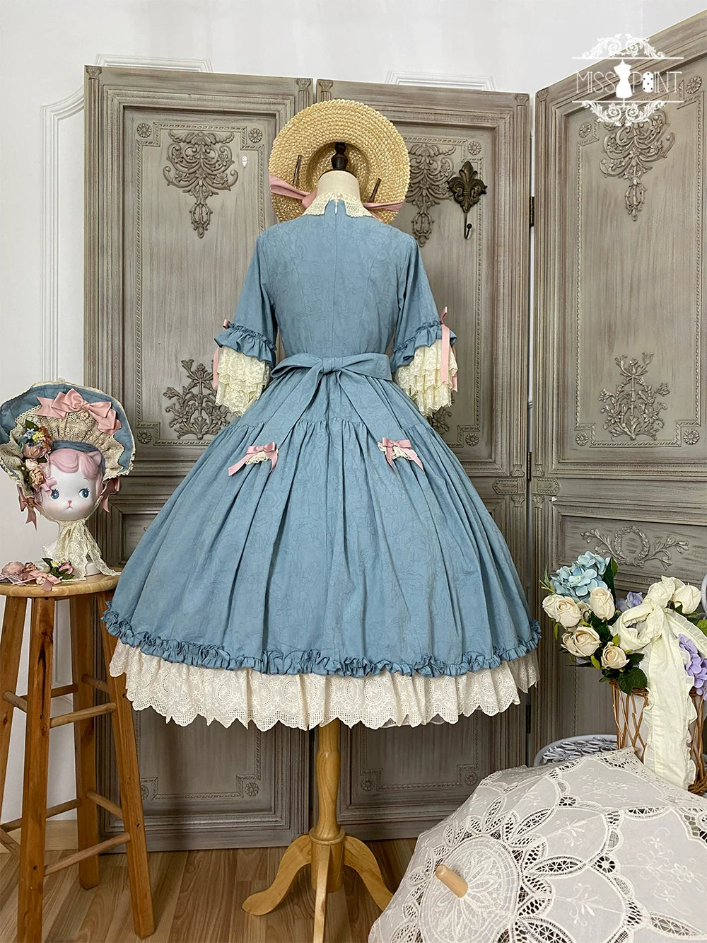 Miss Point~Lilyka Garden~Classic Lolita OP Dress Elegant Floral Wall Princess Sleeve