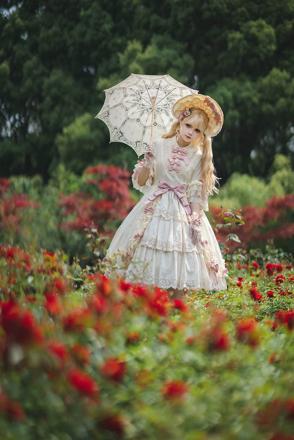 Miss Point~Lilyka Garden~Classic Lolita OP Dress Elegant Floral Wall Princess Sleeve