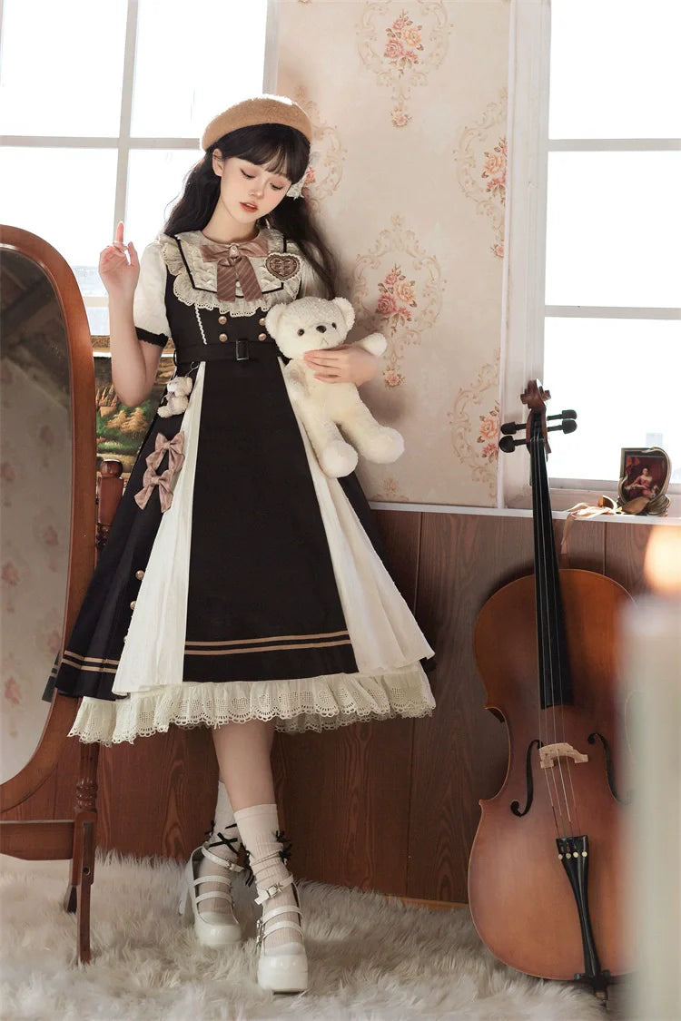 Letters from Unknown Star~Chocolate Workshop~Elegant Lolita OP Daily Short Sleeve Dress