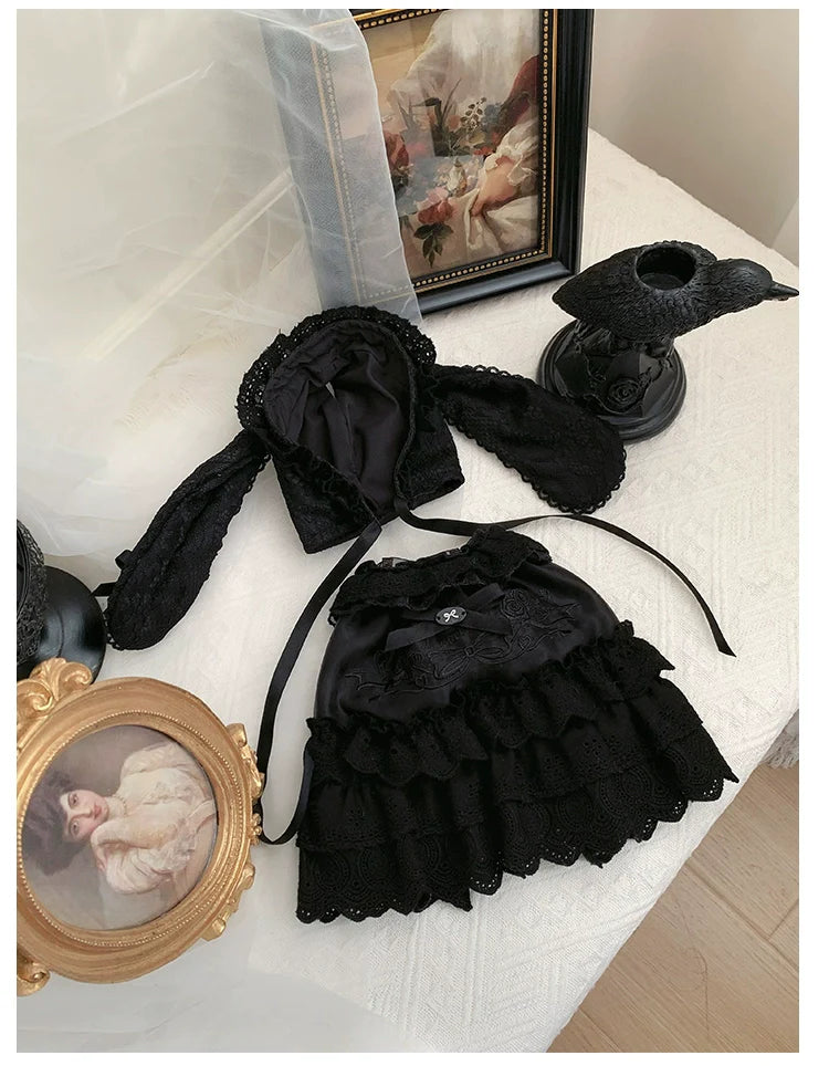 With PUJI~Puppet Box~Kawaii Lolita Bag Lamb Kitten Detachable Bag Dress Hat