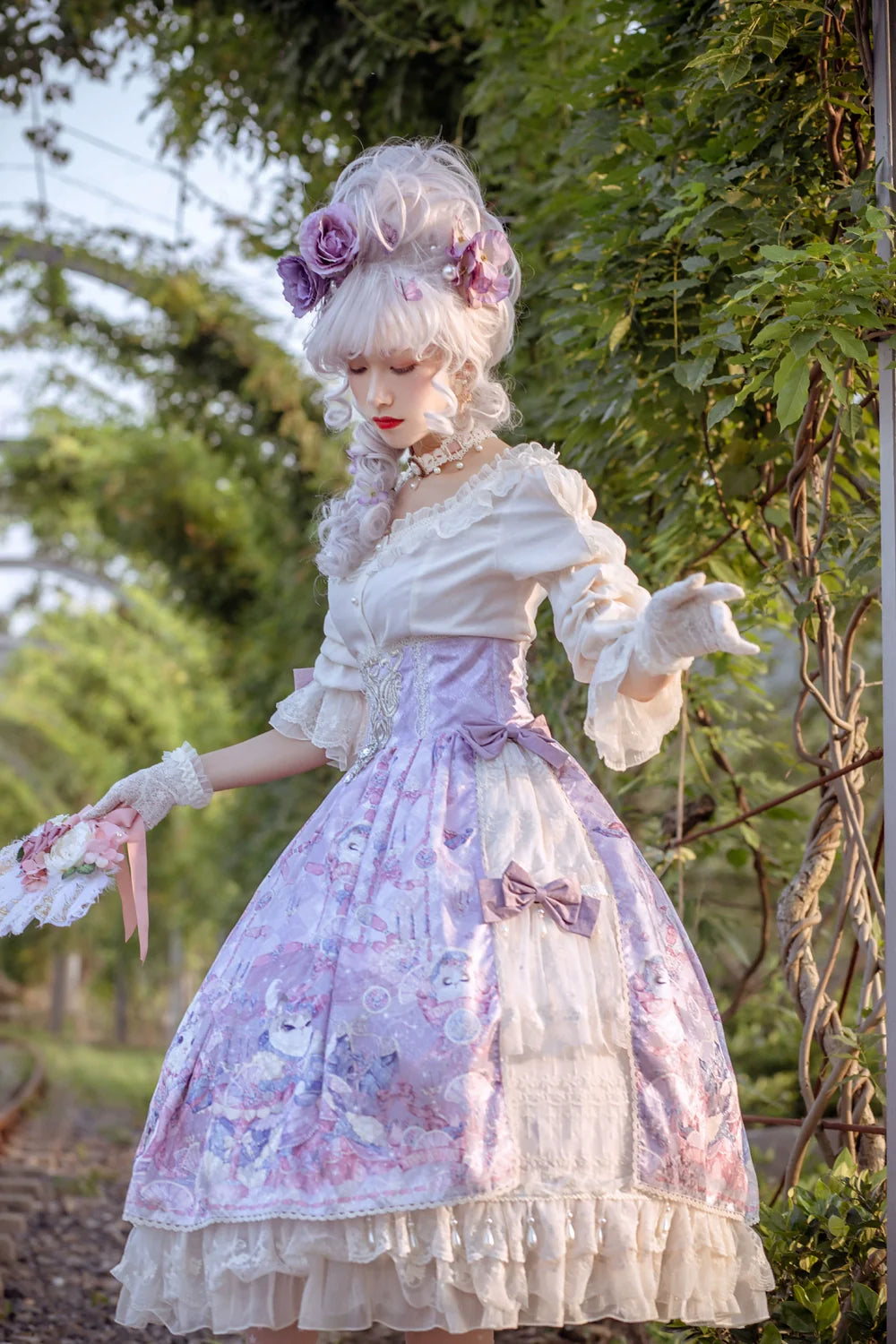 Miss Point~Elizabeth Meow~Classic Lolita Blouse Lotus Root Sleeve Lolita Shirt