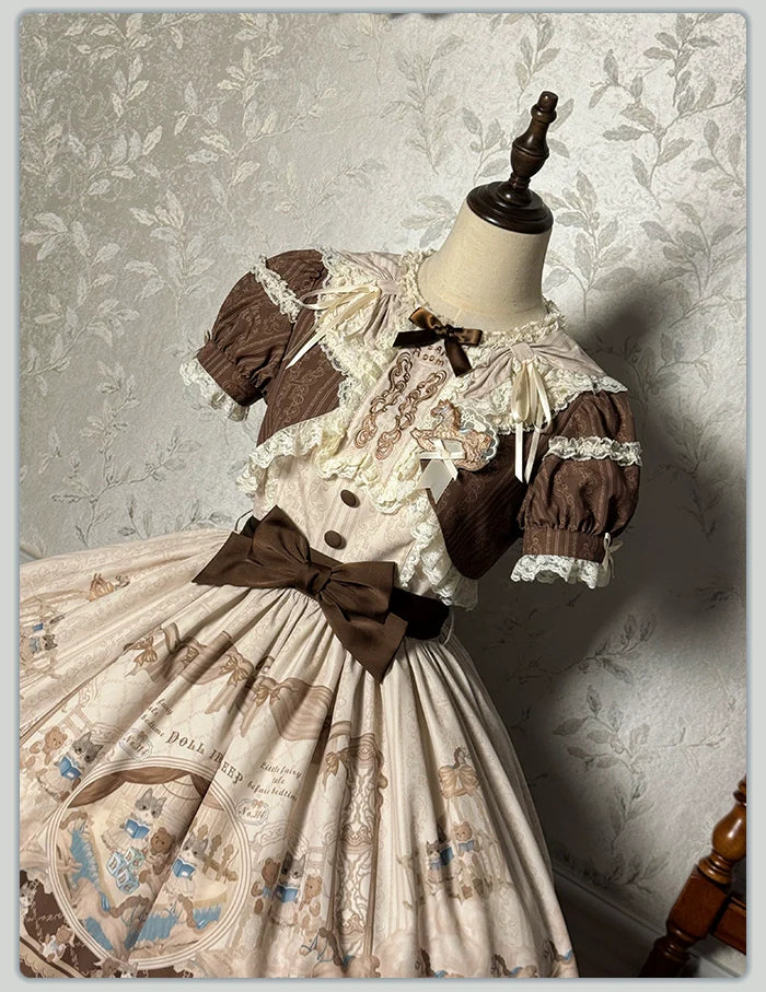 Alice Girl~Sea Salt Fairytale~Sweet Doll-like Lolita OP Animal Printed Lolita Dress
