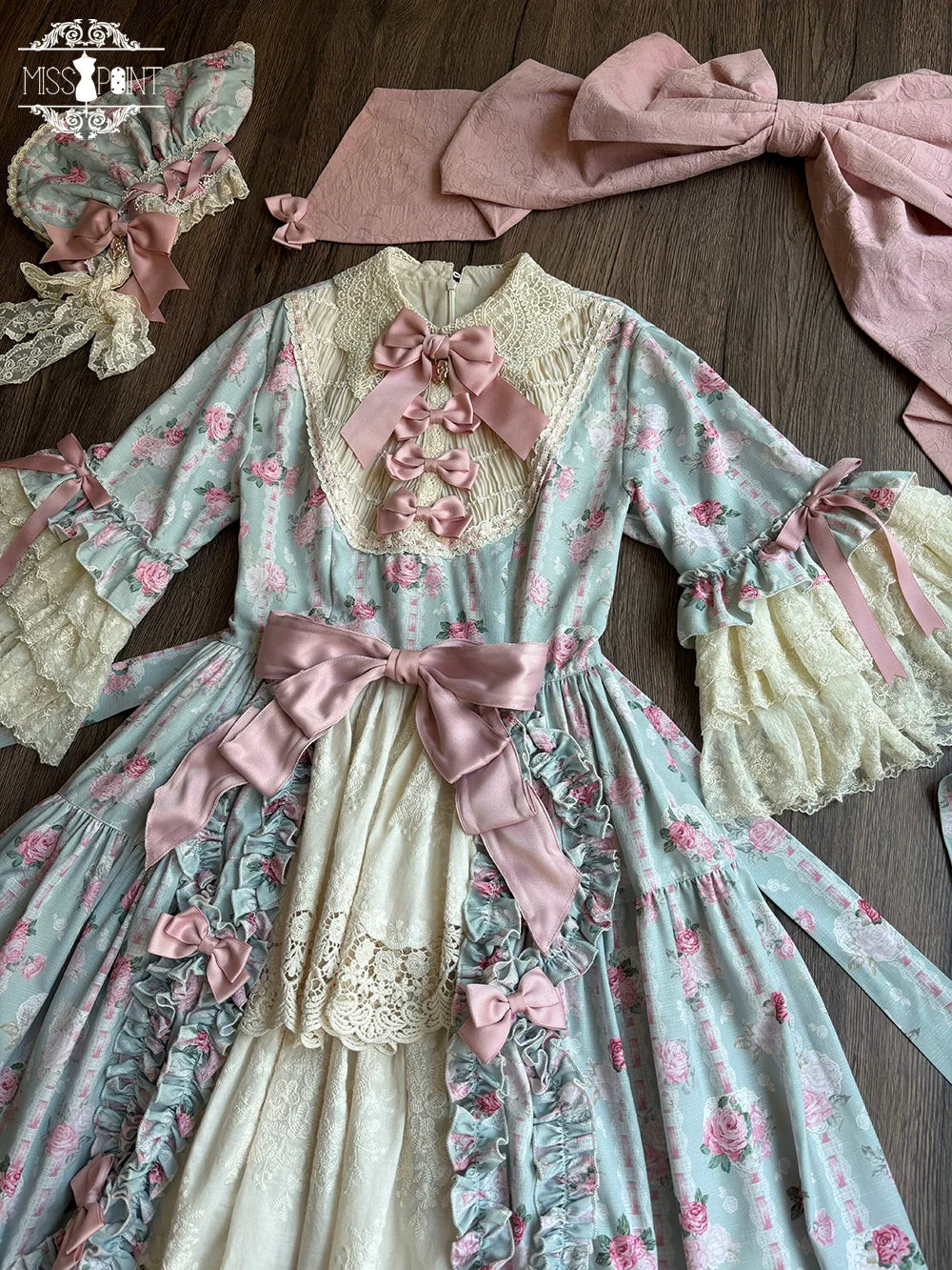 Miss Point~Lilyka Garden~Classic Lolita OP Dress Elegant Floral Wall Princess Sleeve