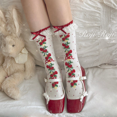 Roji Roji~Autumn Sweet Lolita Cotton Thigh-high Socks