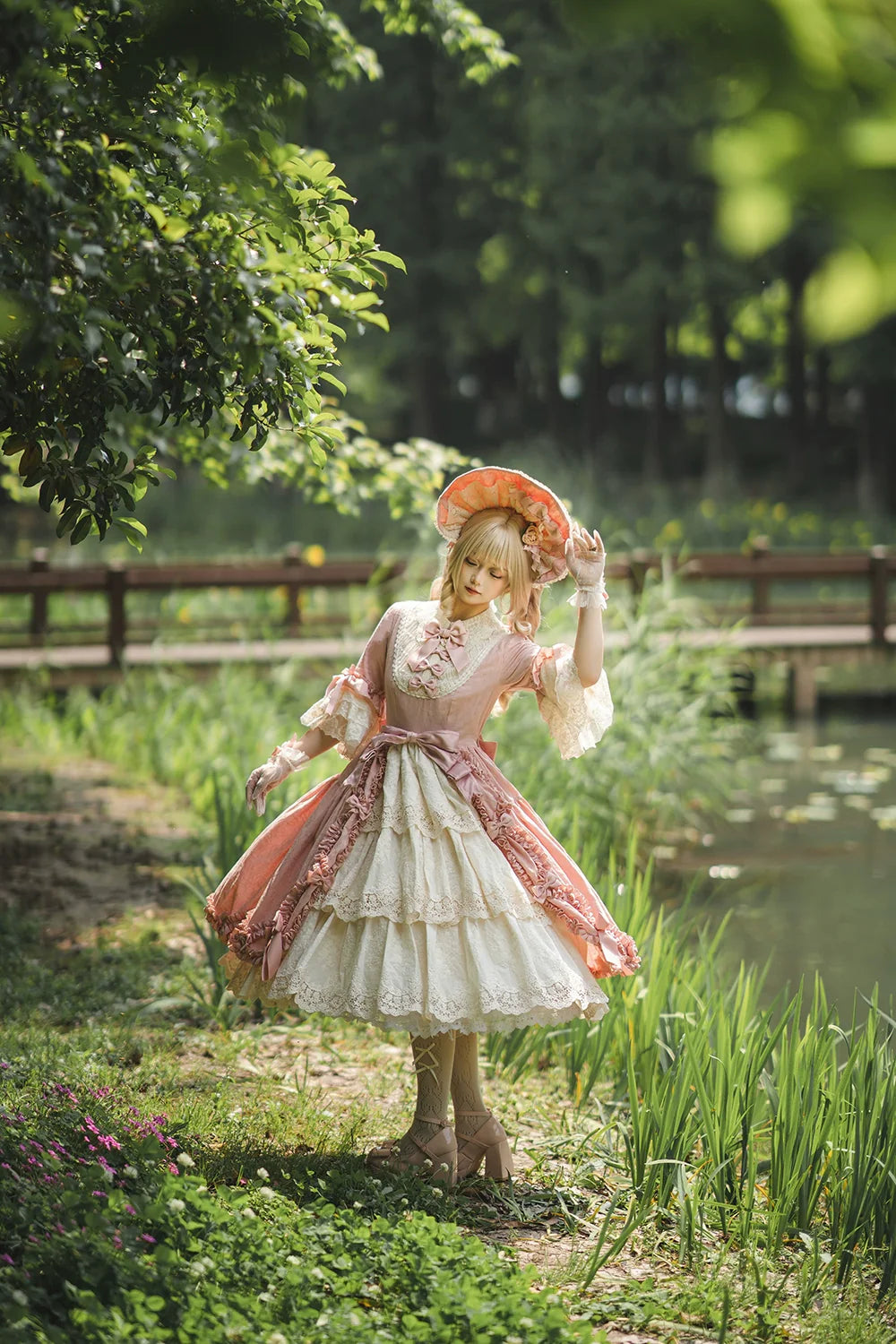 Miss Point~Lilyka Garden~Classic Lolita OP Dress Elegant Floral Wall Princess Sleeve