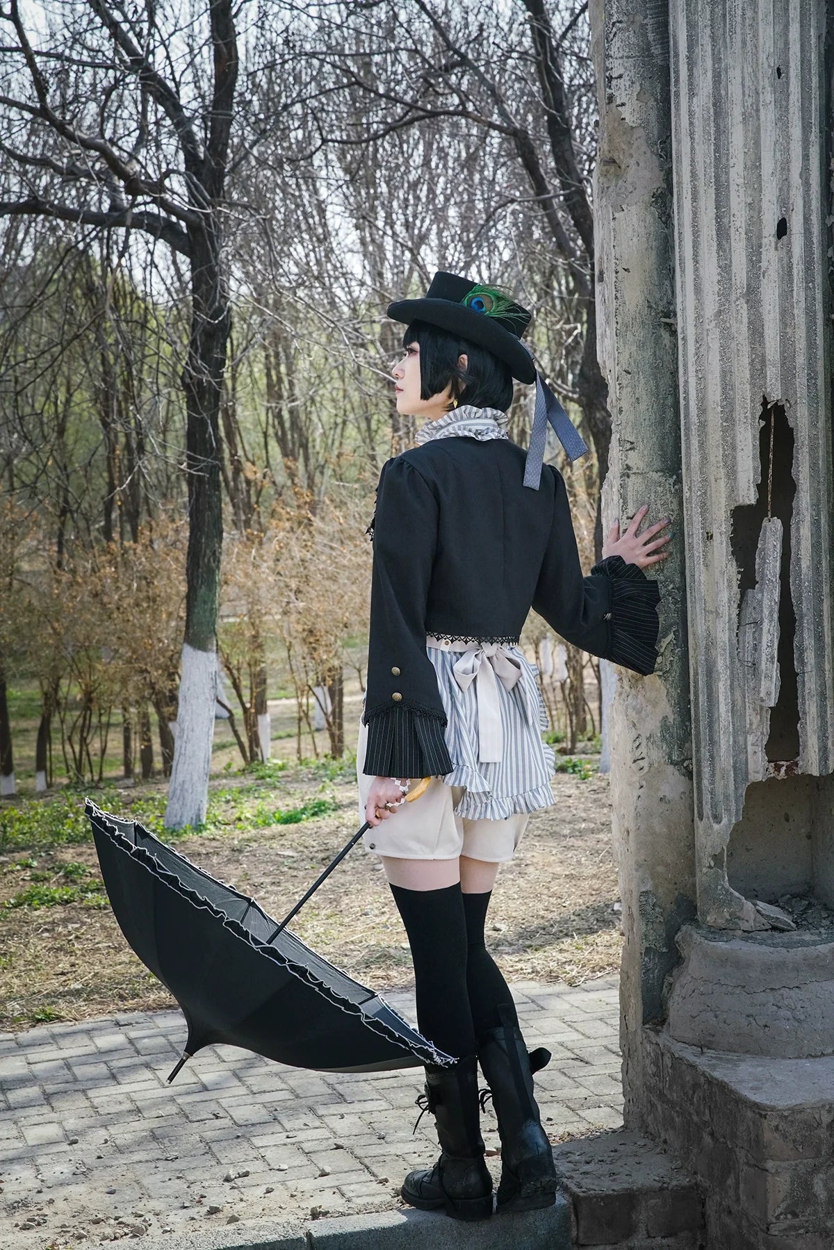 (BFM)Mr. Yi's Steam Continent~Gothic Lolita Cardigan Long Sleeve Black Short Jacket