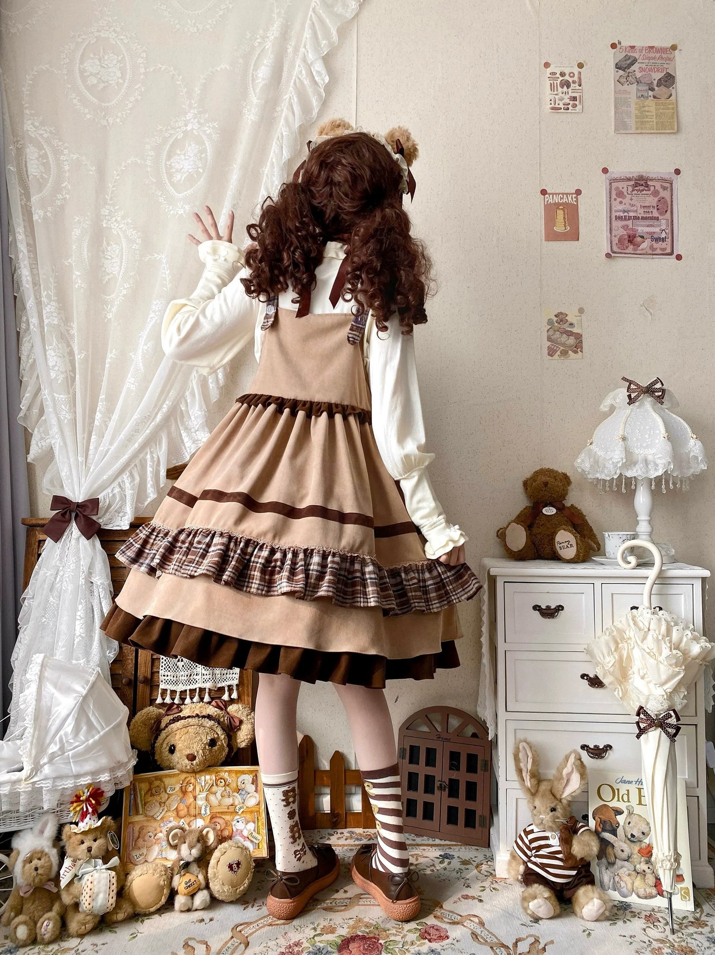 Qianmu~Teddy Bear Cake~Winter Lolita JSK Cute Bear Lolita Dress