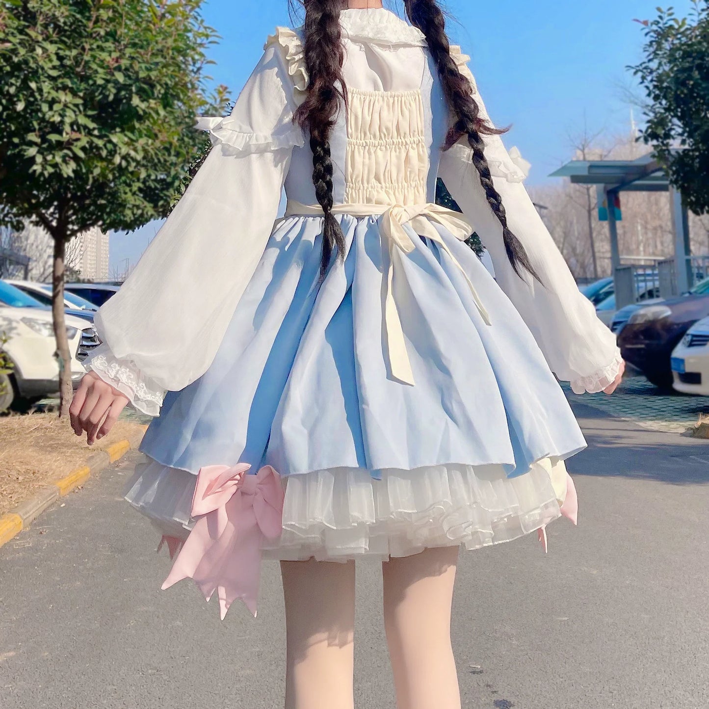 DMFS Lolita~Sweet Lolita Blouse Double-layered Puff Sleeves Lolita Shirt