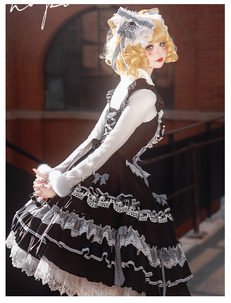 ZhiJinYuan~Love Notebook~Old School Lolita JSK Vintage Doll Tiered Dress