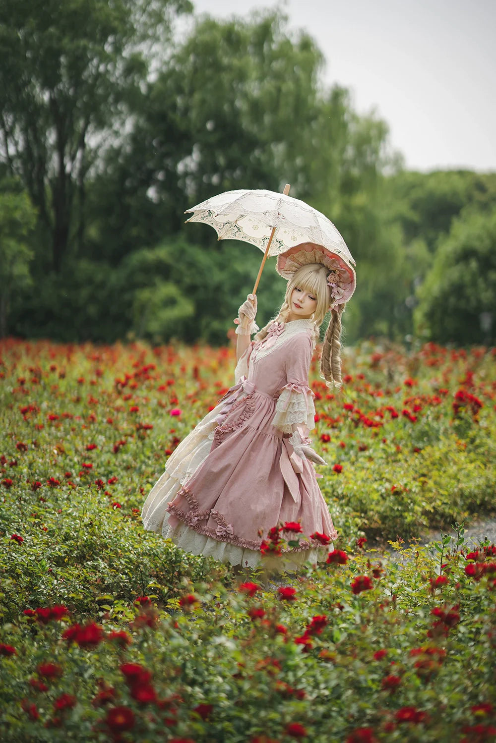 Miss Point~Lilyka Garden~Classic Lolita OP Dress Elegant Floral Wall Princess Sleeve