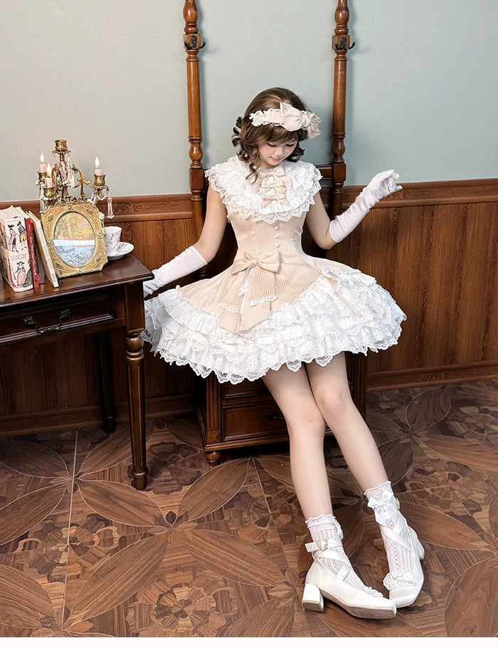 Alice Girl~Arrogant Miss~Sweet Lolita Jumper Dress with Tiered Lace Dress