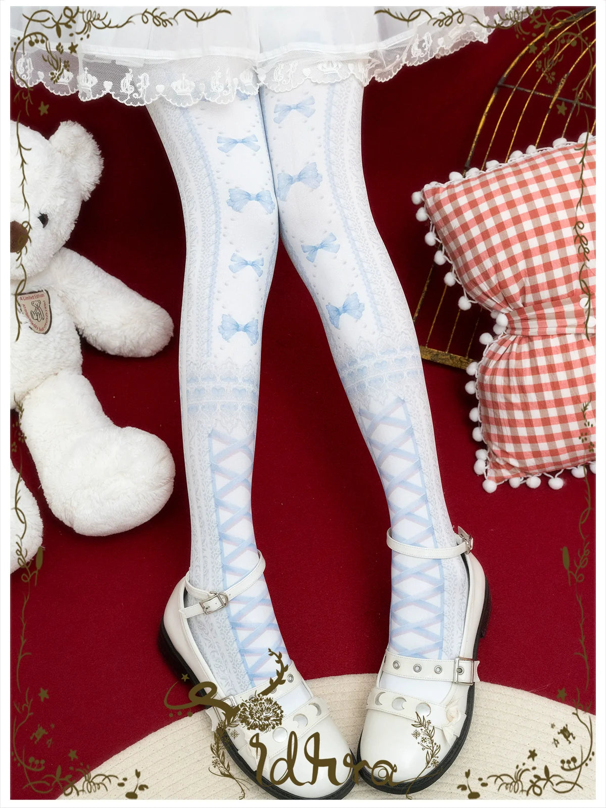 Yidhra~Christmas Lolita Pantyhose with Calf Lace Decoration