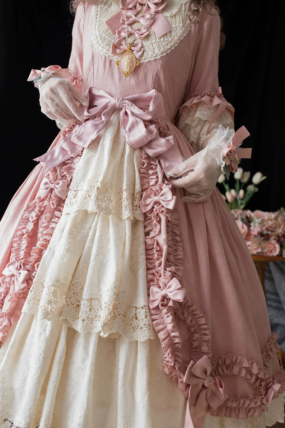 Miss Point~Lilyka Garden~Classic Lolita OP Dress Elegant Floral Wall Princess Sleeve