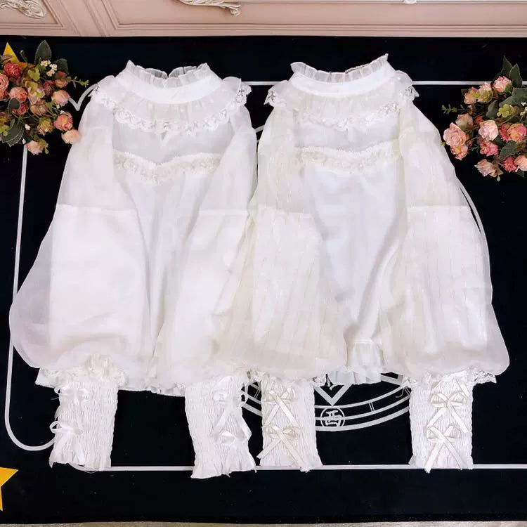 DMFS Lolita~Sweet Lolita Shirt Mutton Sleeves Chiffon Lolita Innerwear