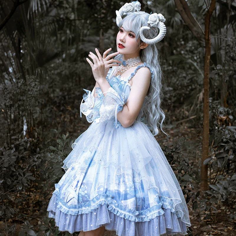 YingLuoFu~Wedding Lolita JSK Suit Printed Classic Lolita Dress