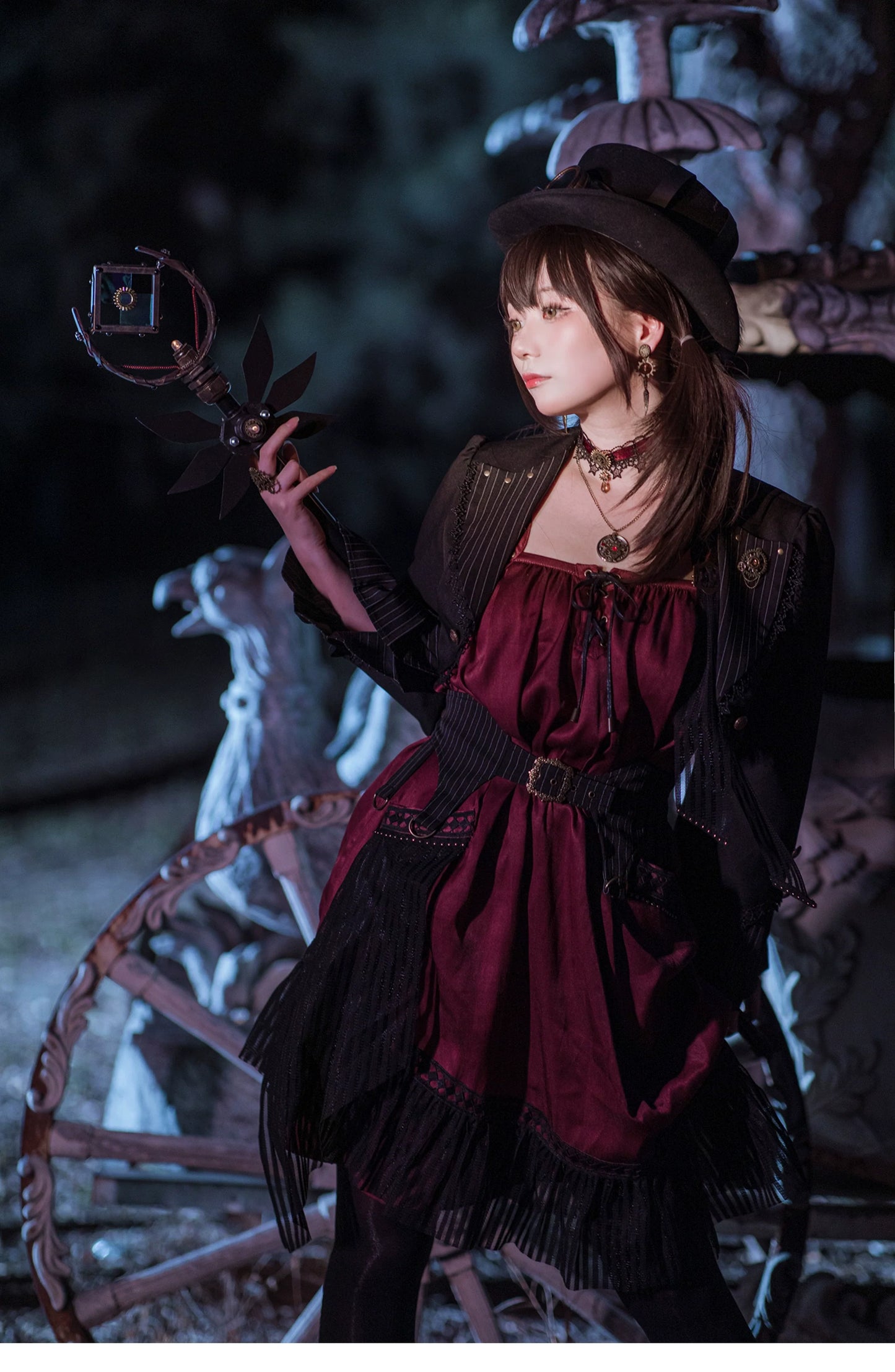 (BFM)Mr. Yi's Steam Continent~Gothic Lolita Cardigan Long Sleeve Black Short Jacket