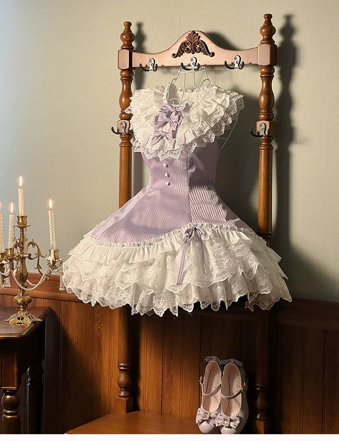 Alice Girl~Arrogant Miss~Sweet Lolita Jumper Dress with Tiered Lace Dress