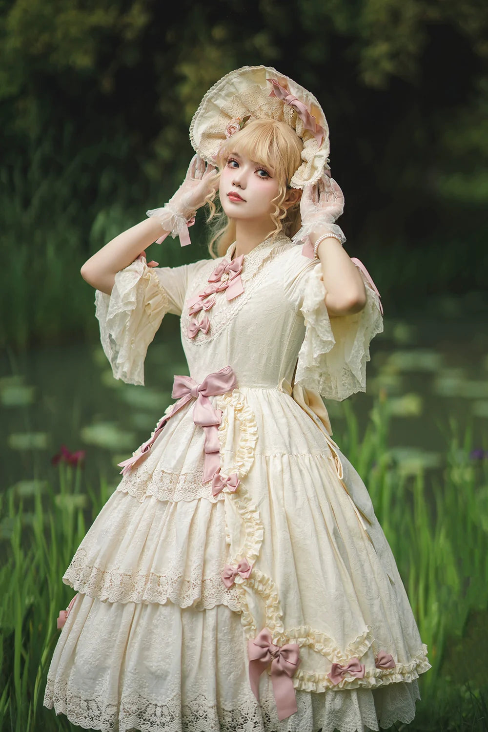 Miss Point~Lilyka Garden~Classic Lolita OP Dress Elegant Floral Wall Princess Sleeve