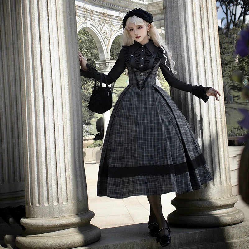 With PUJI~Ming Stationery~Gothic Lolita Bustier Dress and Shawl Set Lolita Blouse