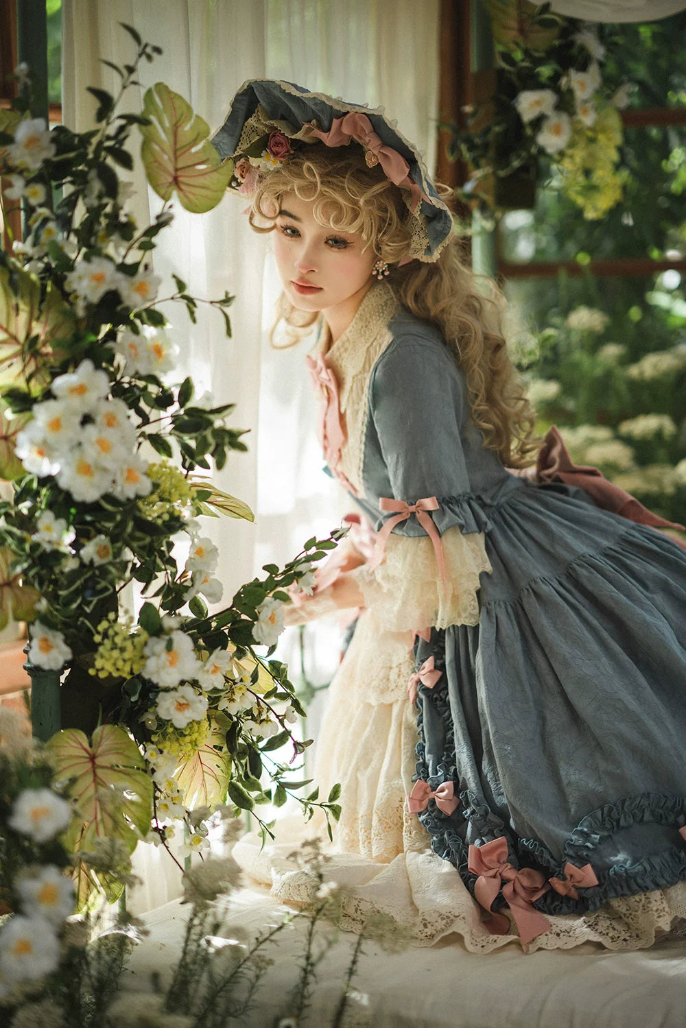 Miss Point~Lilyka Garden~Classic Lolita OP Dress Elegant Floral Wall Princess Sleeve