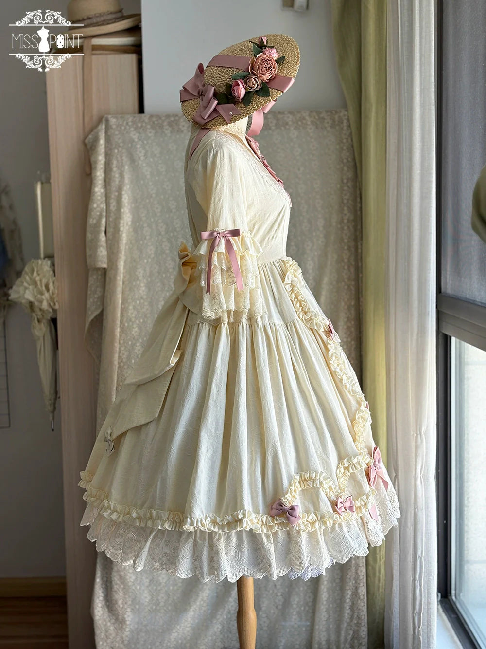 Miss Point~Lilyka Garden~Classic Lolita OP Dress Elegant Floral Wall Princess Sleeve