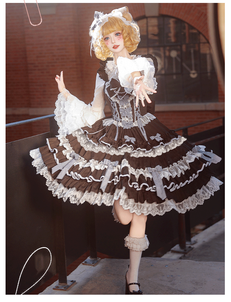 ZhiJinYuan~Love Notebook~Old School Lolita JSK Vintage Doll Tiered Dress