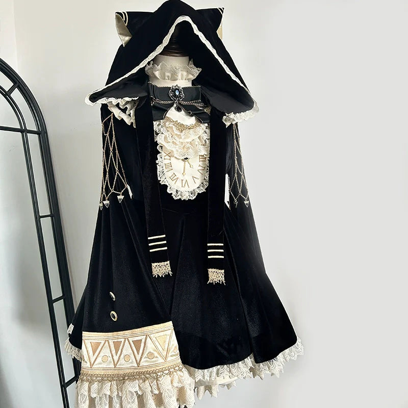 LizBird~Reincarnated Clock~Vintage Lolita OP Dress Set Lolita Bloomers