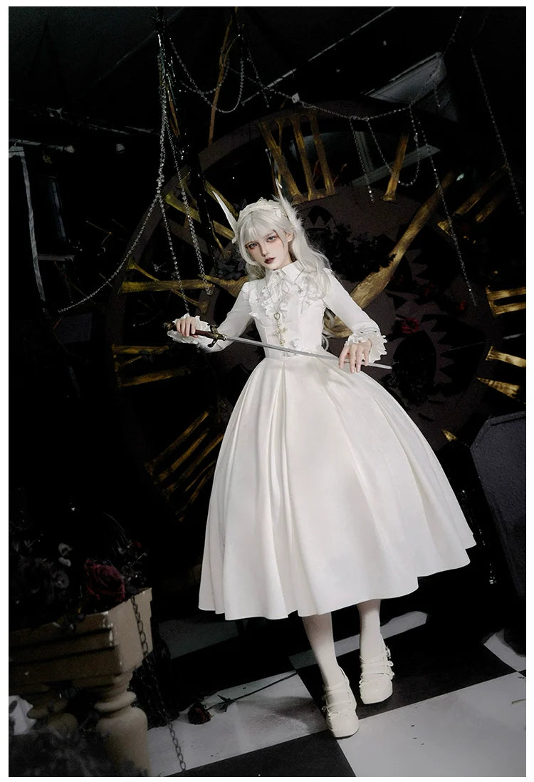 With PUJI~Enigmatic Night Poem~Halloween Gothic Lolita Fishbone Bustier Dress Embroidered Coat