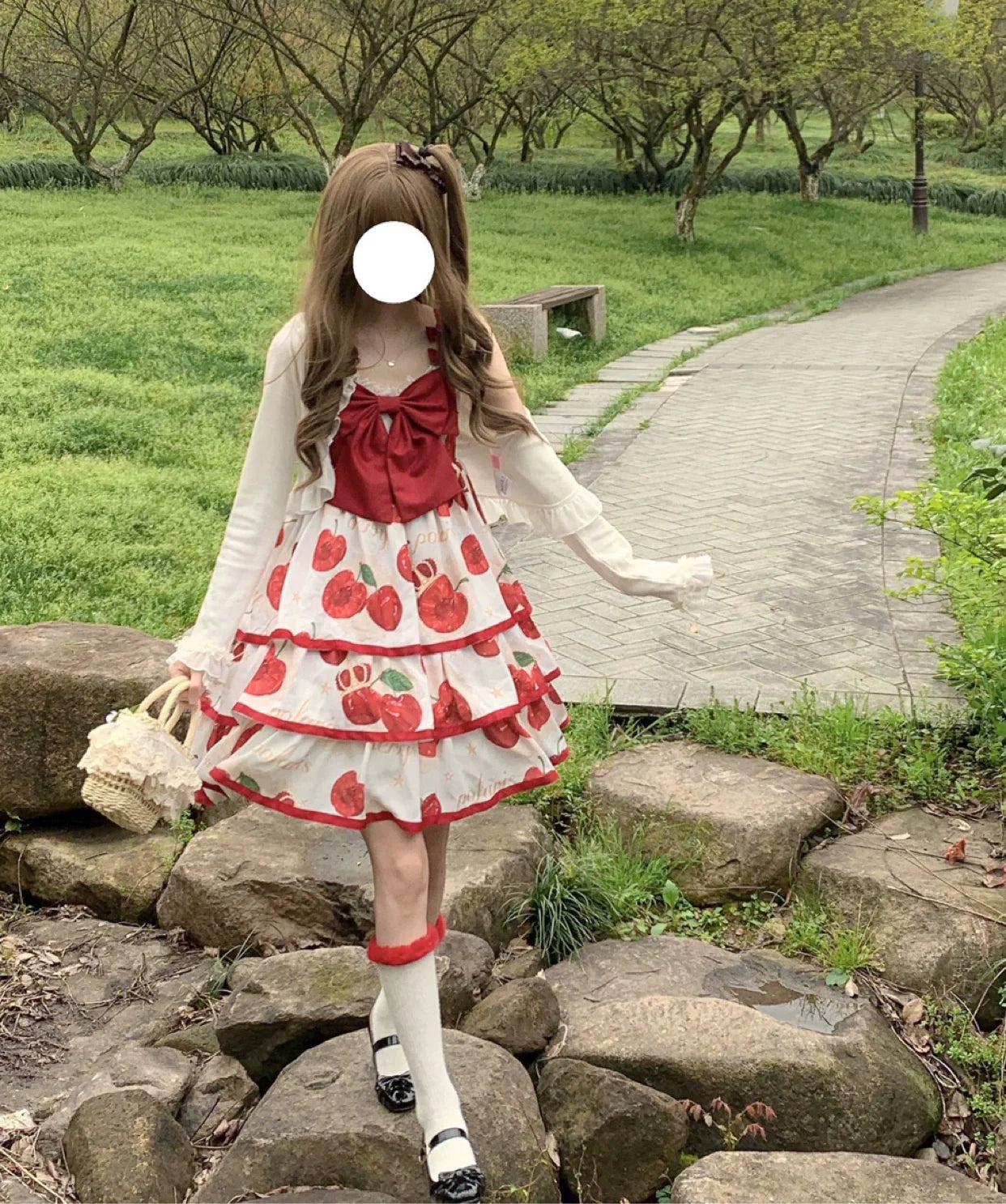 Polaris Lolita~Cherry Crown~Sweet Lolita JSK Three-tiered Dress