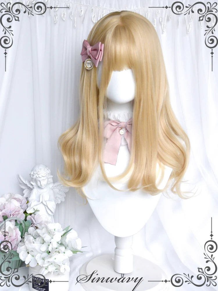 Sinwavy~55CM Blonde Lolita Curl Wig Detachable Double Ponytail